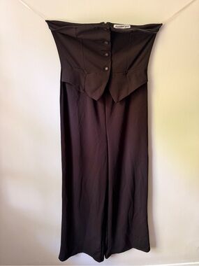 Madden Girl Black Strapless Button-Front Jumpsuit